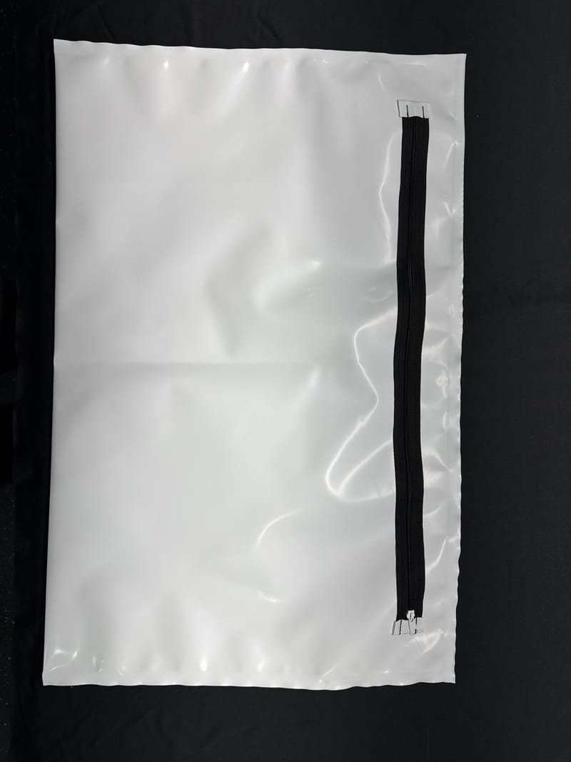 White fetus body bag 12x16 inches Sunnybrook style with side zipper - Medgear Ontario Made